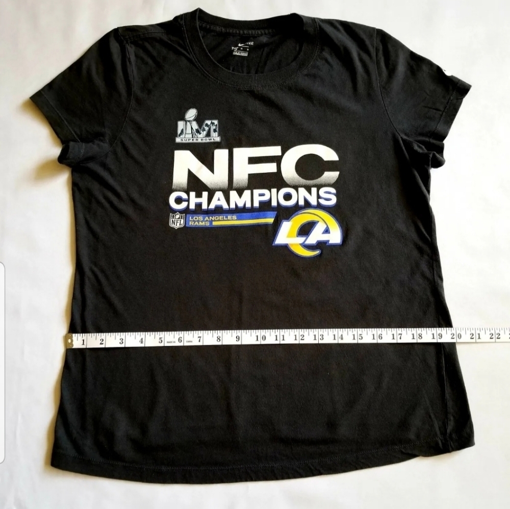 Los Angeles Rams Nike 2021/22 NFC Champions Woman T-Shirt Medium Super Bowl LVI - Picture 2 of 4